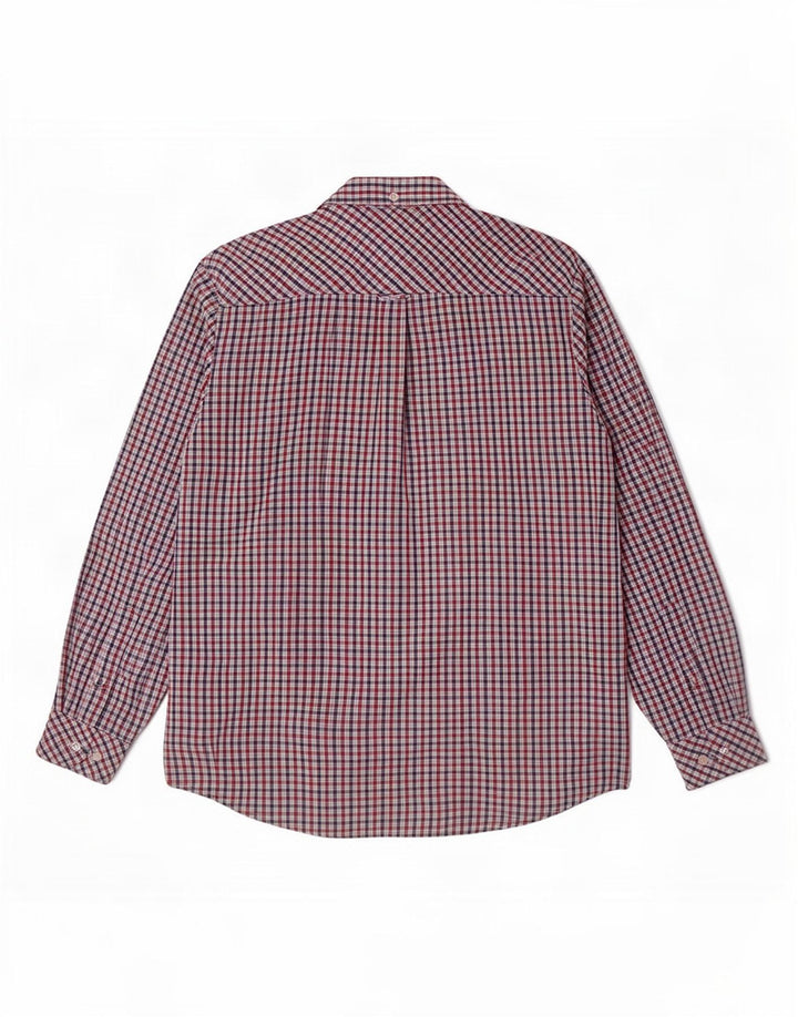 Ben Sherman Camisa masculina Heritage grande algodão xadrez vermelho