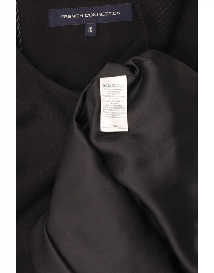 Vestido feminino French Connection sem mangas UK 10 pequeno lã preta