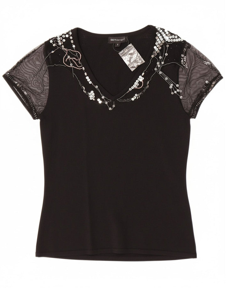 Blusa feminina SKY DESIGN UK 8 pequena viscose preta