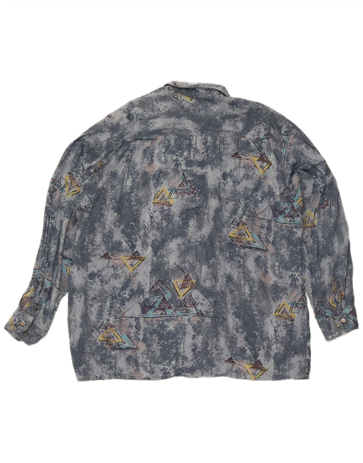 Camisa masculina Camargue tamanho 43/44 XL azul geométrica