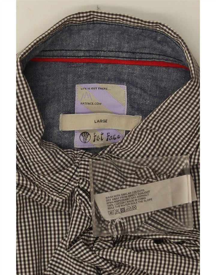 Camisa masculina Fat Face grande algodão guingão cinza