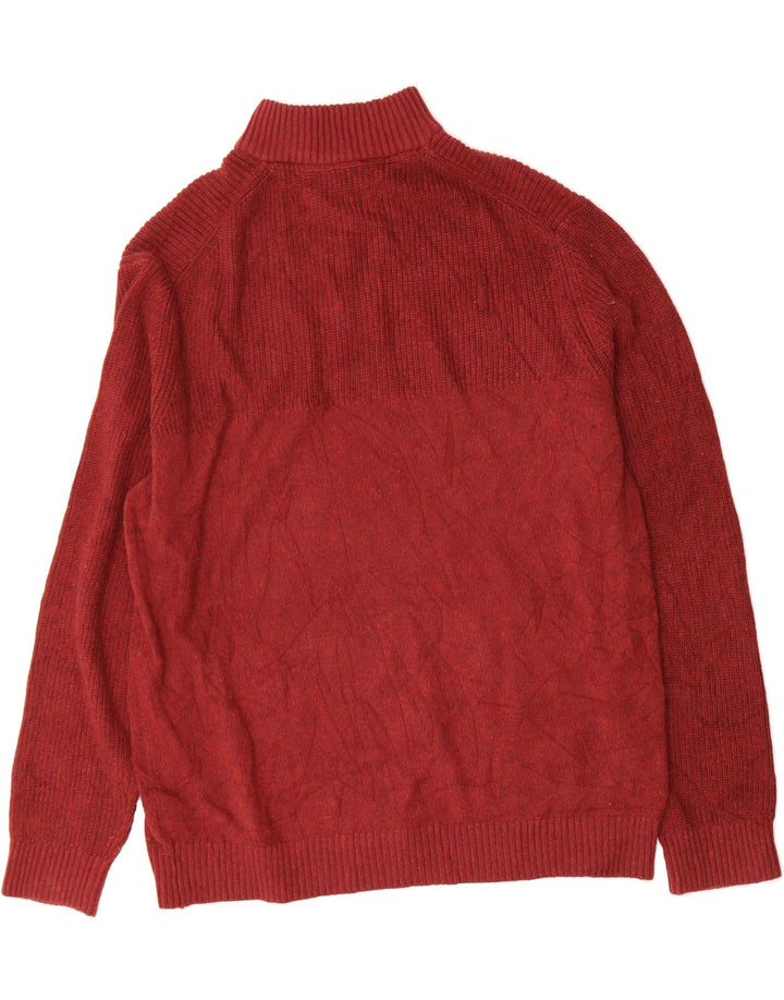 IZOD Mens Zip Neck Jumper Sweater 2XL Burgundy Cotton Vintage Izod and Second-Hand Izod from Messina Hembry 