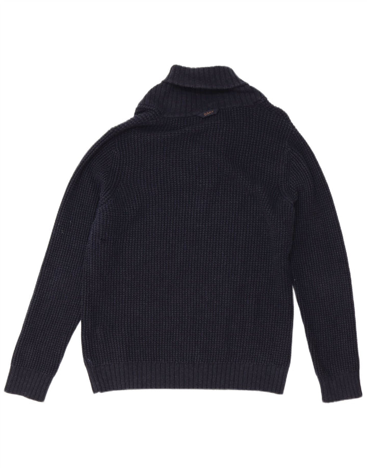 Suéter masculino Gant com gola xale e algodão azul marinho médio