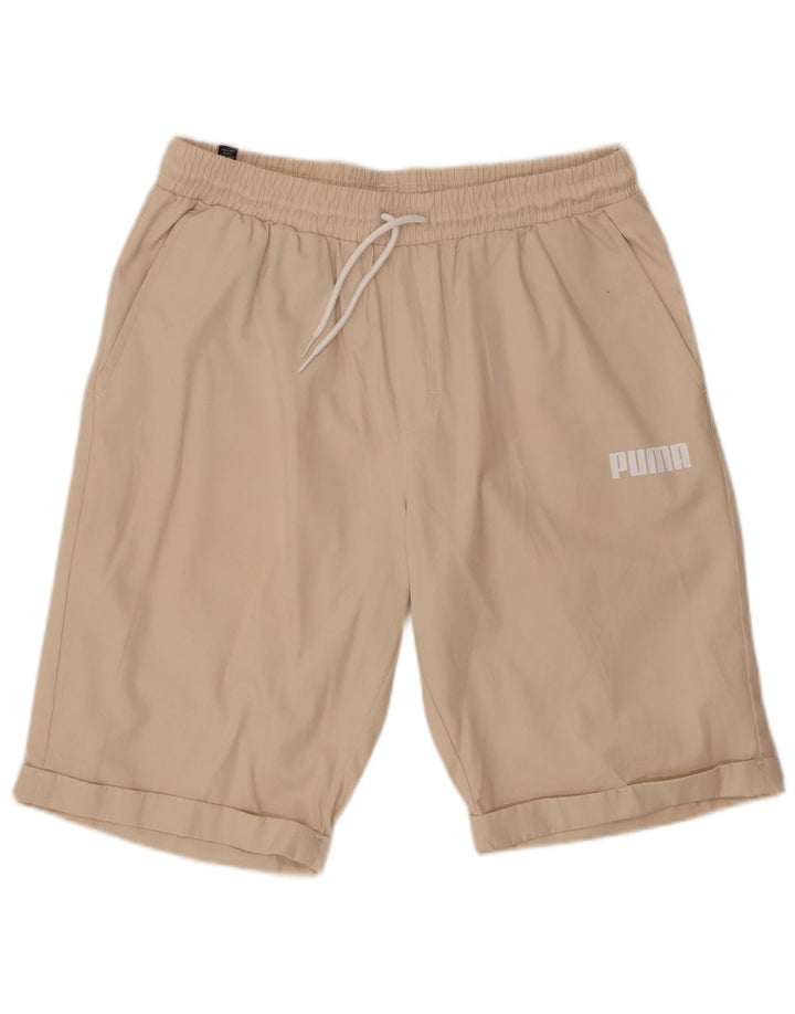 Shorts esportivos masculinos PUMA grande algodão bege