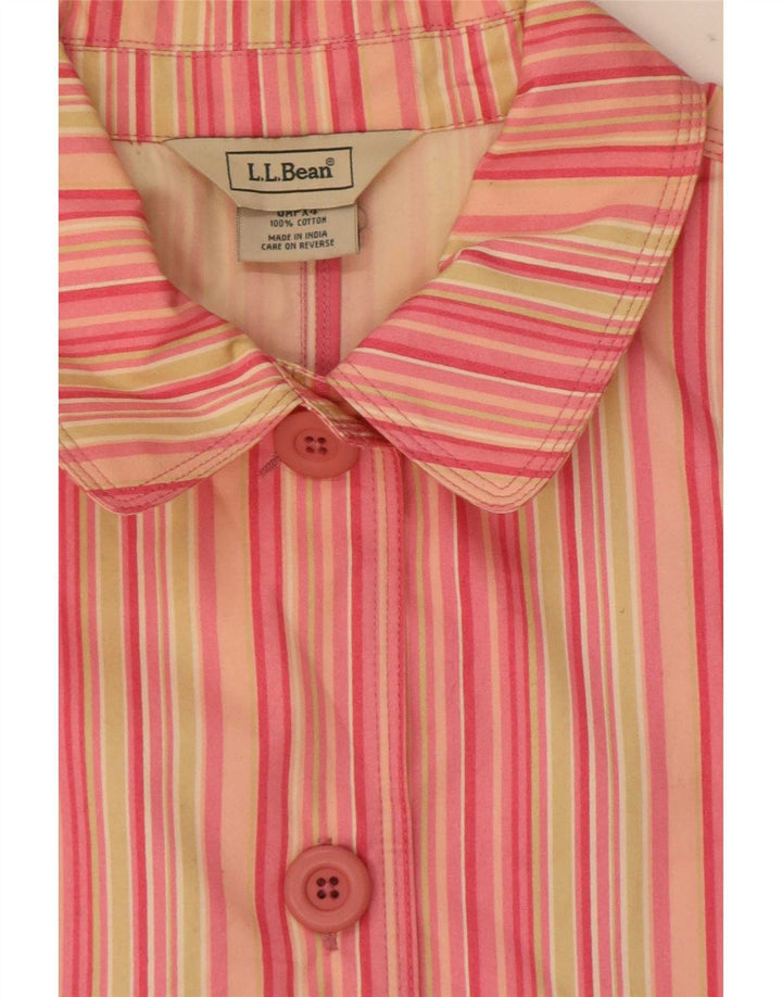 Jaqueta blazer feminina L.L.Bean Petite 5 botões Reino Unido 14 listrado rosa médio
