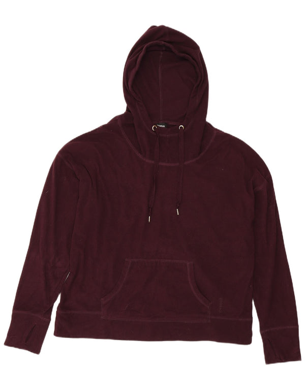 REEBOK Womens Oversized Hooded Fleece Jumper UK 14 Medium Burgundy
