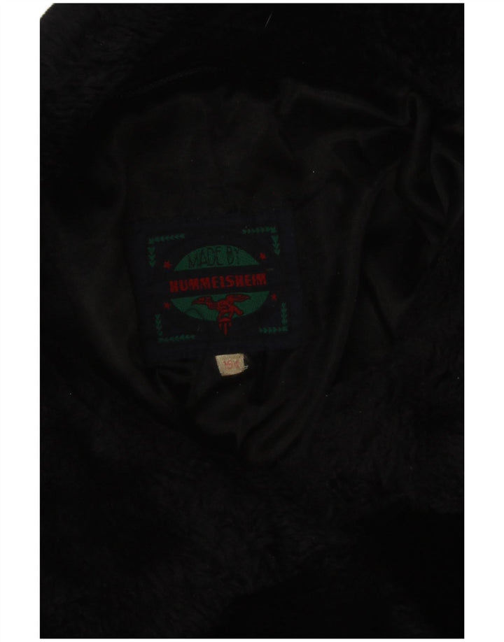 Sobretudo feminino vintage de pele sintética Reino Unido 12 azul marinho médio