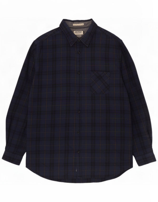 Camisa masculina de flanela Jack & Jones XL azul marinho xadrez algodão
