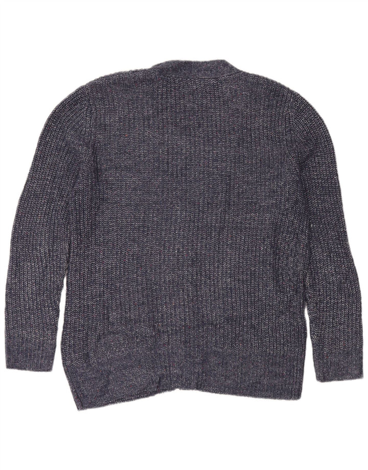 Suéter cardigã feminino Marks & Spencer Reino Unido 14 médio azul marinho manchado
