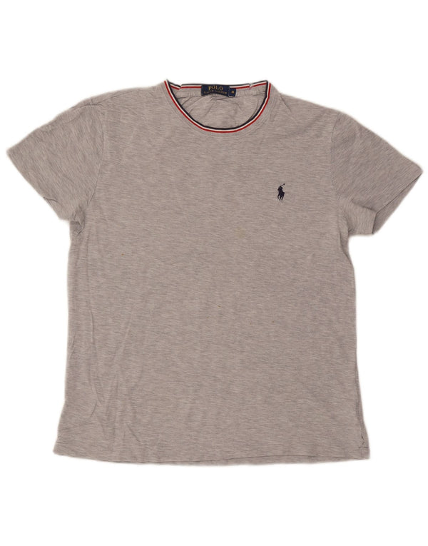 Camiseta masculina Polo Ralph Lauren Top cinza médio algodão manchado