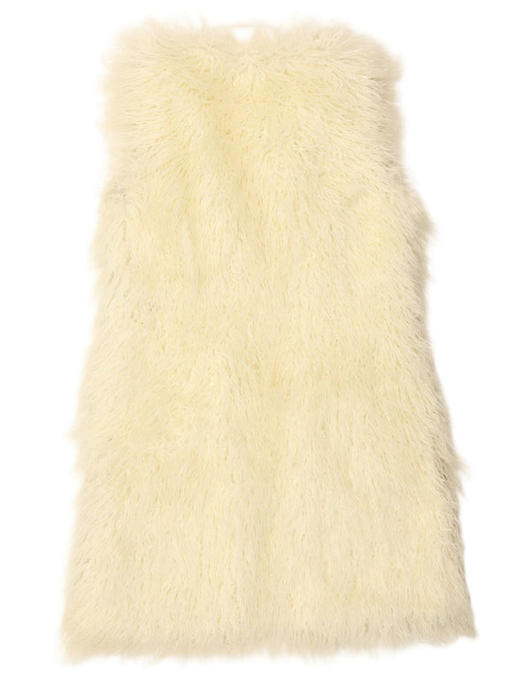 Jayley Womens Open Faux Fur Gilet UK 12 Médio Off White Modacryl