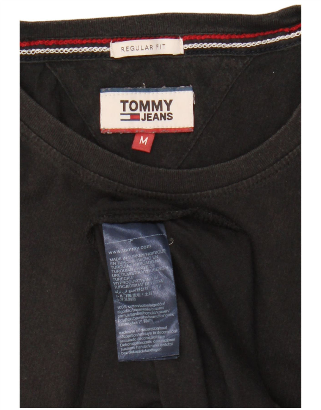 Camiseta masculina Tommy Hilfiger Regular Fit Top Médio Algodão Preto