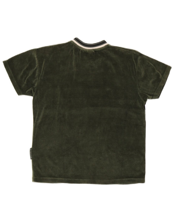 Camiseta masculina VINTAGE 12-13 anos verde médio colorblock algodão