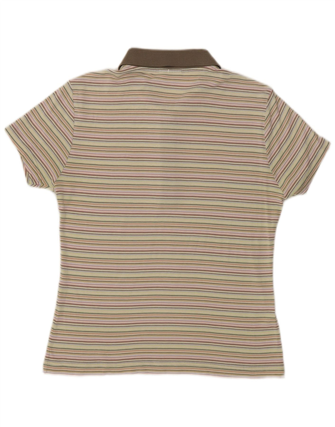 Camisa polo feminina Lacoste IT 42 grande algodão listrado multicolorido