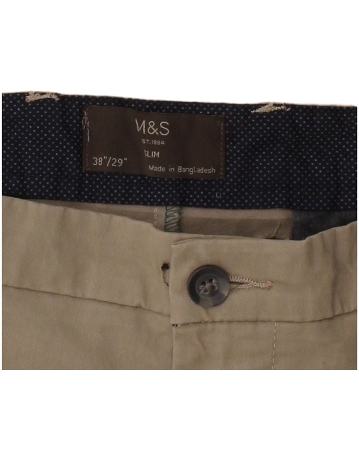 Calça chino masculina MARKS & SPENCER W38 L29 algodão bege