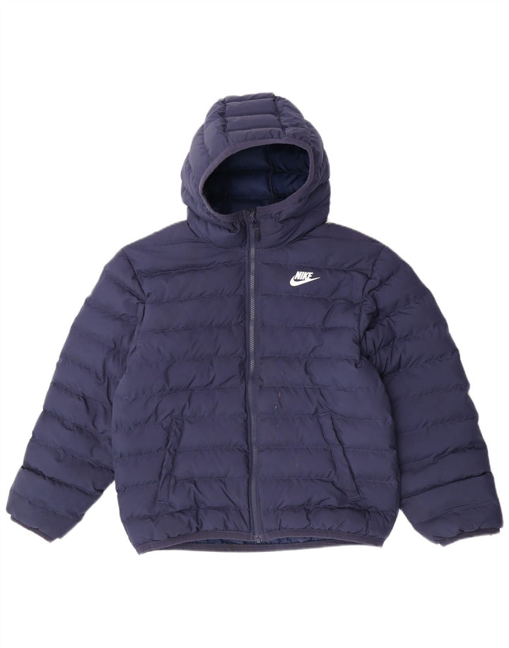 Jaqueta acolchoada com capuz Nike Boys 12-13 anos grande poliéster azul marinho