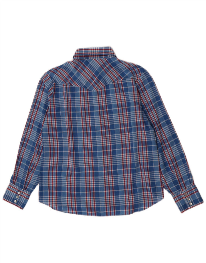 Camisa feminina ocidental Amy Barr tamanho 36 poliéster xadrez azul pequeno
