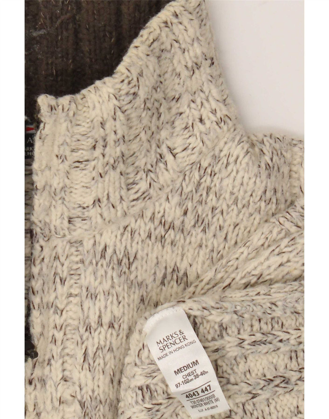 Suéter masculino Marks & Spencer Blue Harbor com zíper e gola média branco