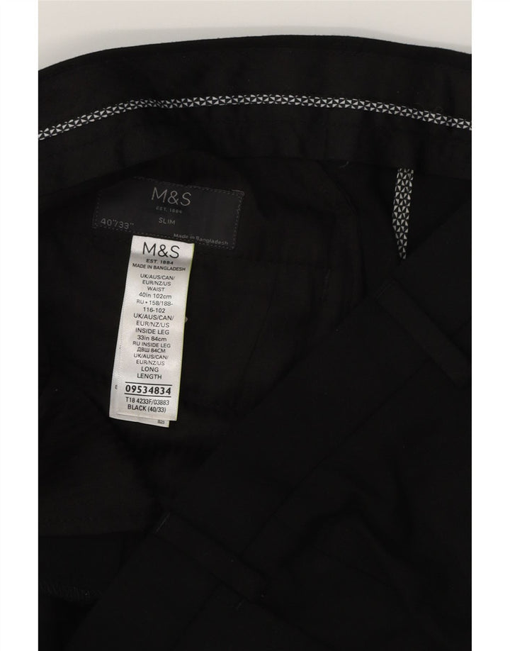 Calça Chino Slim Masculina MARKS & SPENCER W40 L33 Poliéster Preto