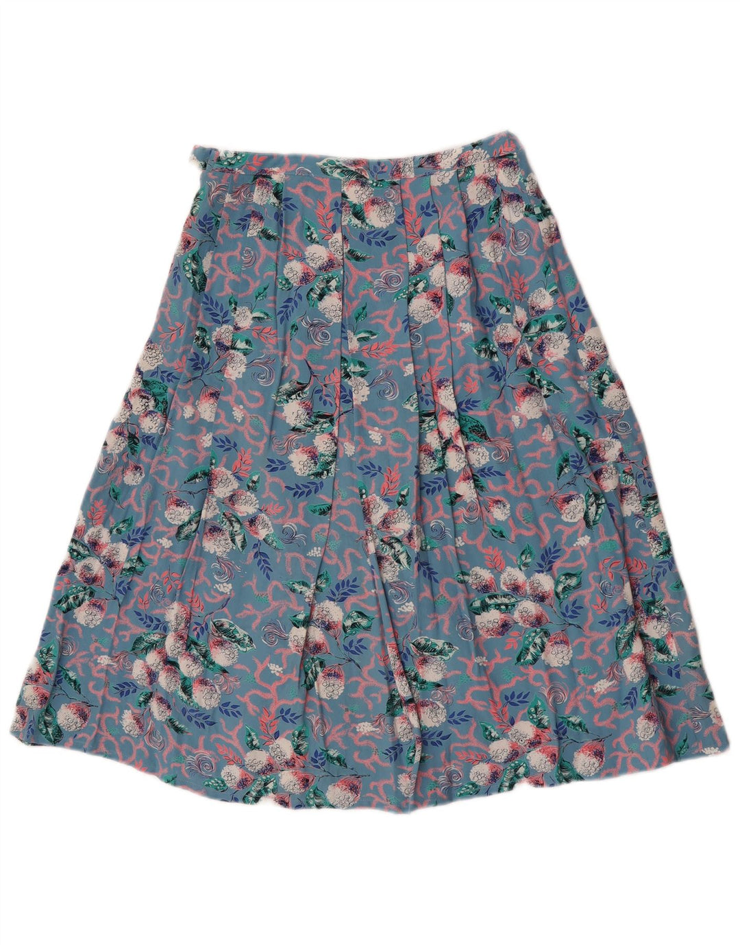 Saia plissada feminina vintage W26 pequena floral azul