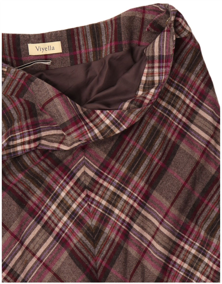 VIYELLA saia feminina evasê Reino Unido 16 grande W36 lã xadrez cinza