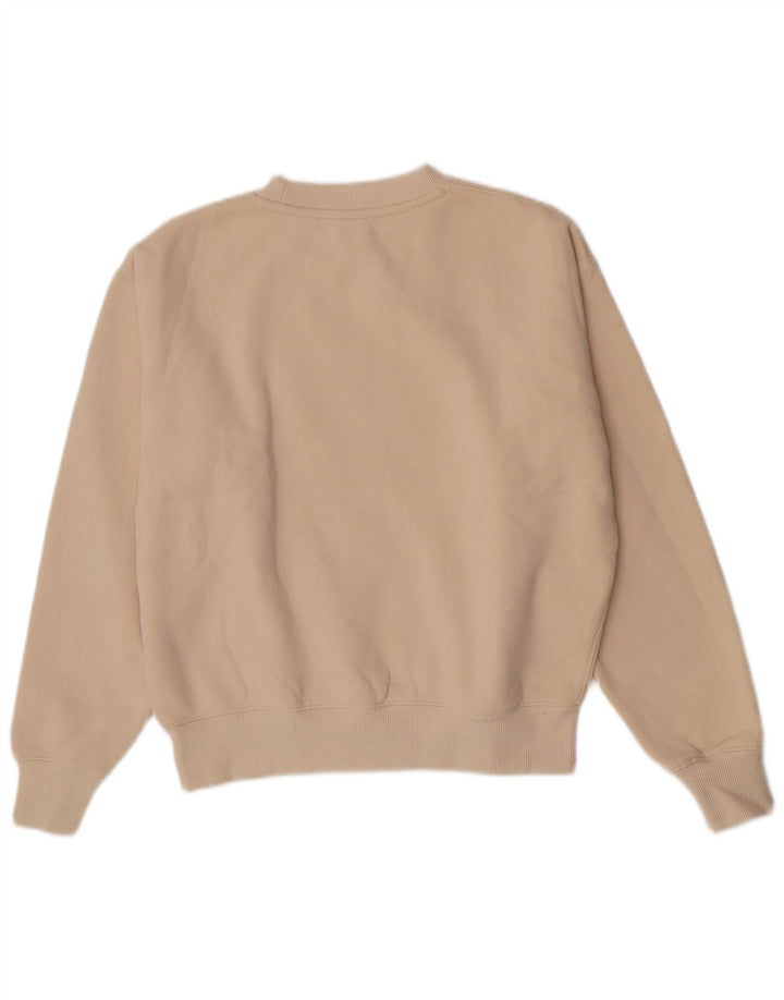 Superdry Womens Oversized Sweatshirt Jumper UK 8 Pequeno Algodão Bege