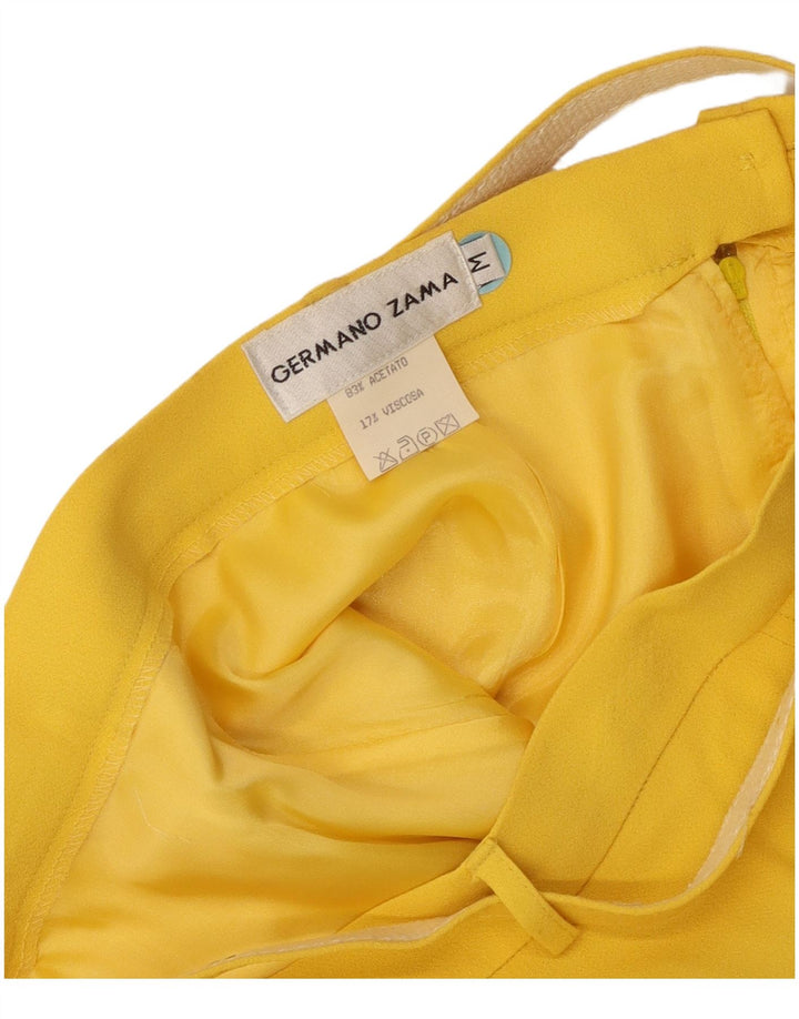 Saia feminina Germano Zama evasê médio W28 acetato amarelo