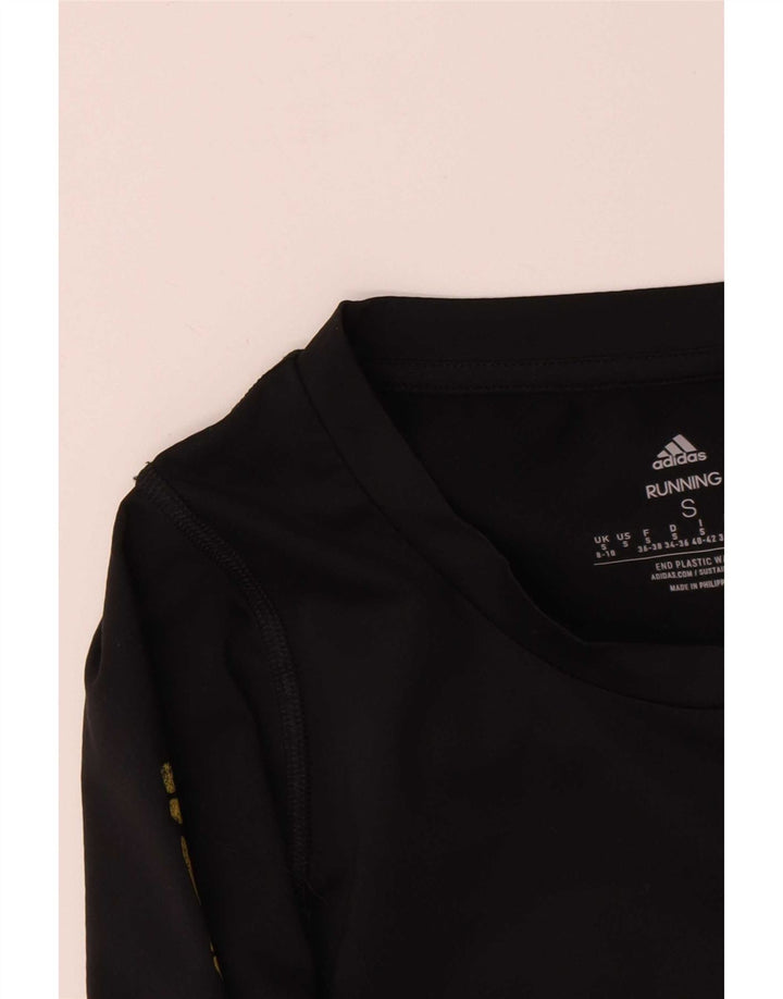 Top gráfico feminino Adidas manga comprida Reino Unido 8/10 pequeno poliéster preto