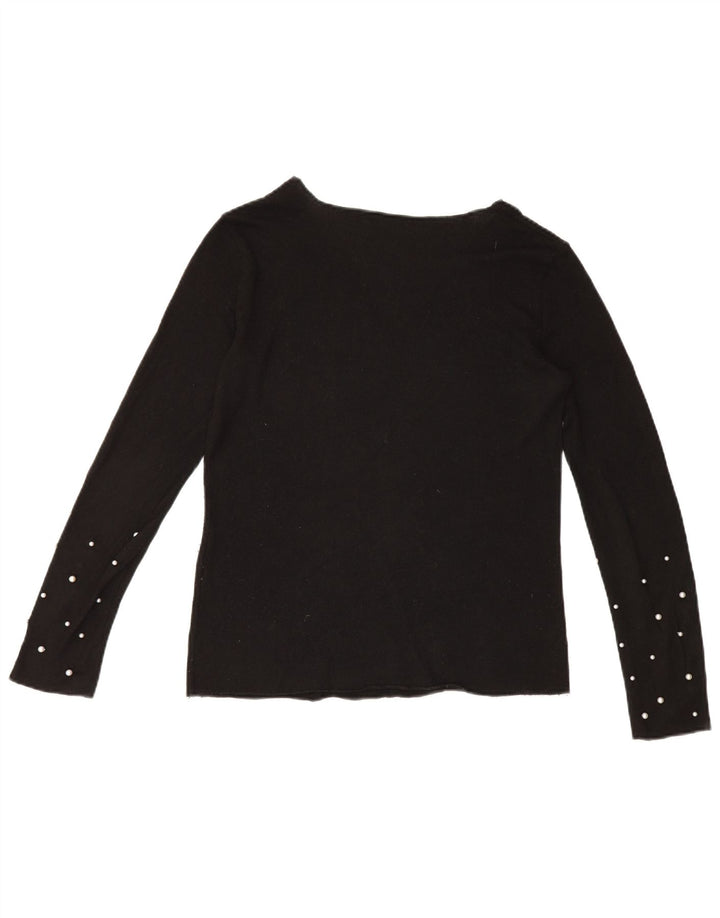 Top feminino Zara manga comprida UK 14 médio preto