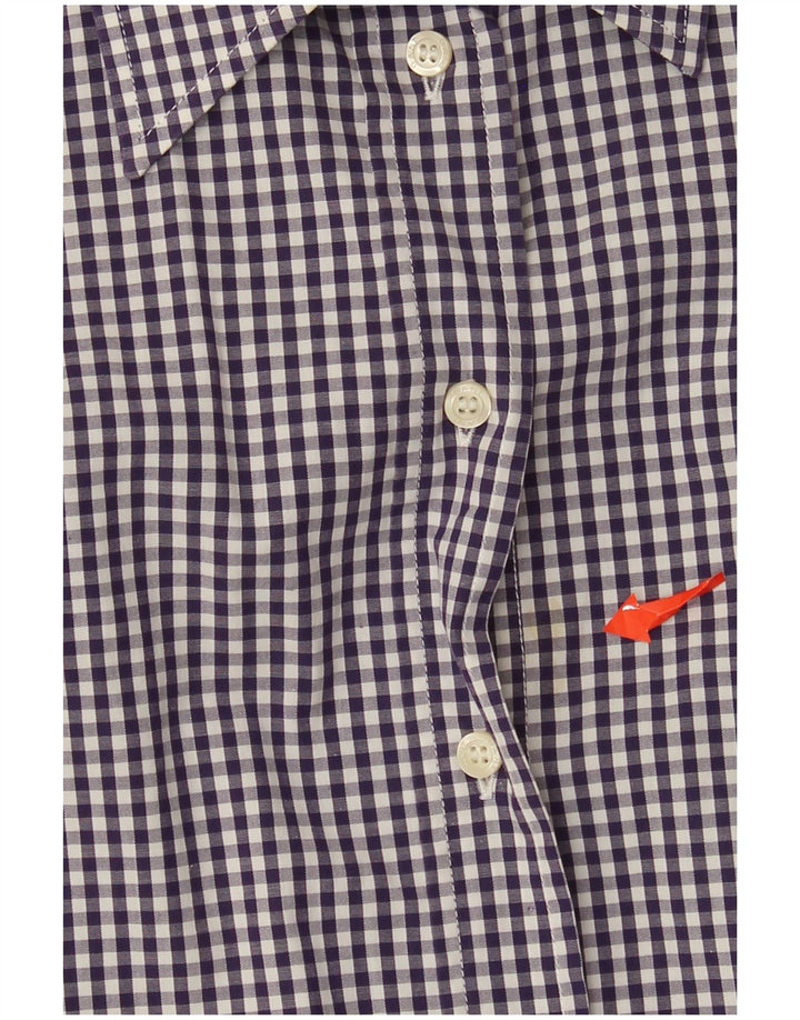 Camisa feminina Gant Reino Unido 10 pequeno algodão roxo guingão
