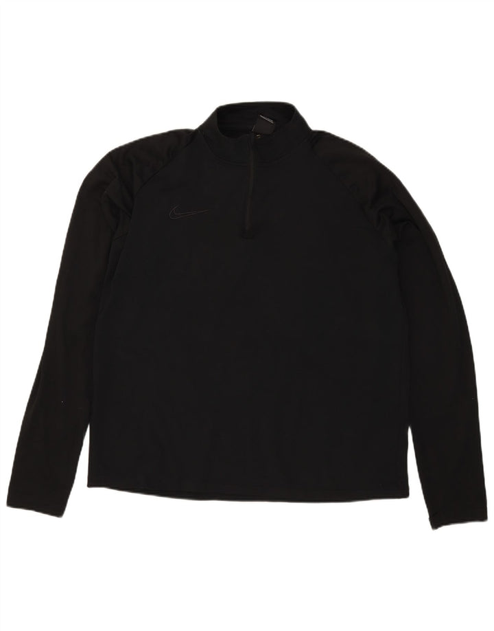 Pulôver masculino Nike Dri Fit com gola e zíper, top grande de poliéster preto