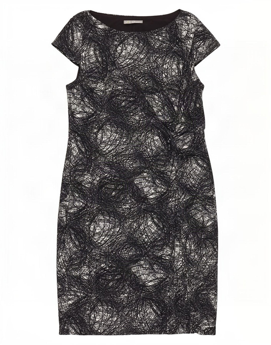Vestido feminino Marks & Spencer com bainha com padrão abstrato Reino Unido 20 2XL preto