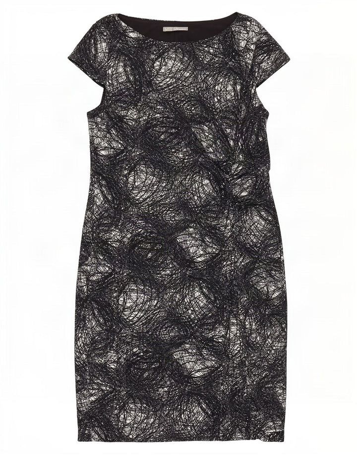 Vestido feminino Marks & Spencer com bainha com padrão abstrato Reino Unido 20 2XL preto