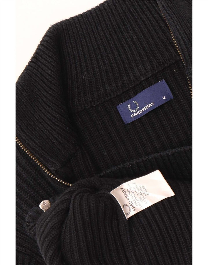 Suéter cardigã masculino Fred Perry algodão preto médio
