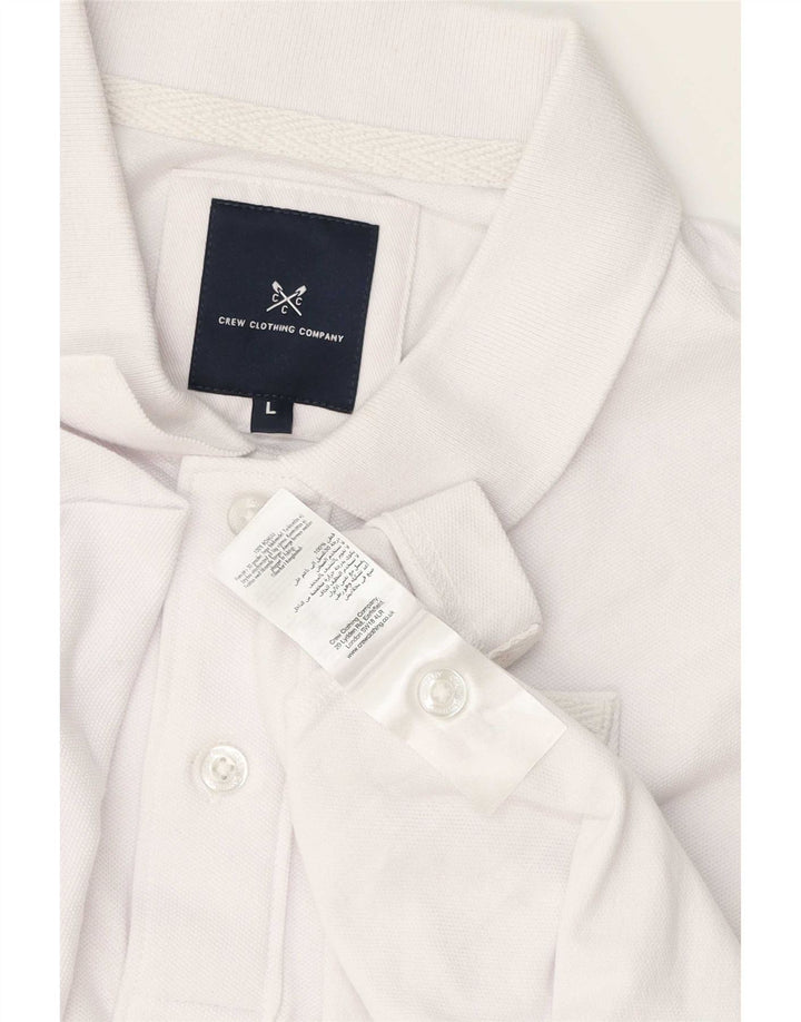 Camisa polo masculina Crew Clothing grande algodão branco