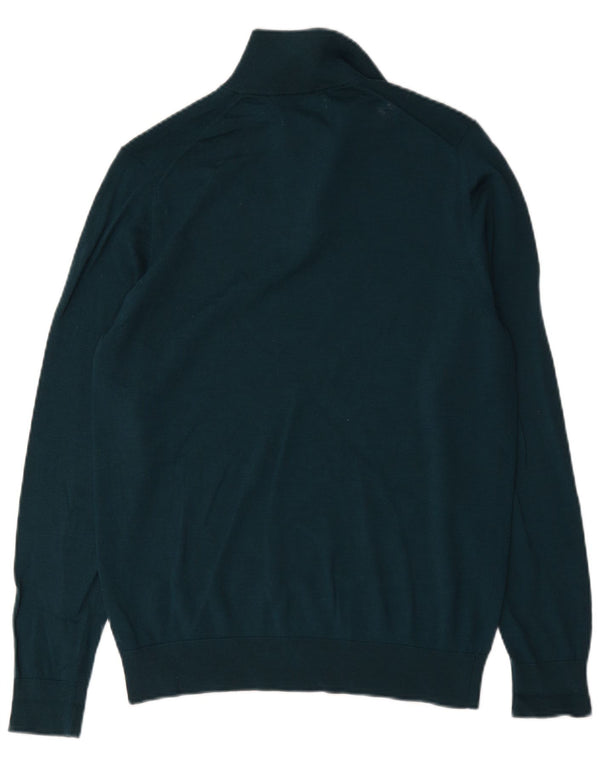 Suéter masculino Marks & Spencer Autograph com zíper e gola em lã verde médio