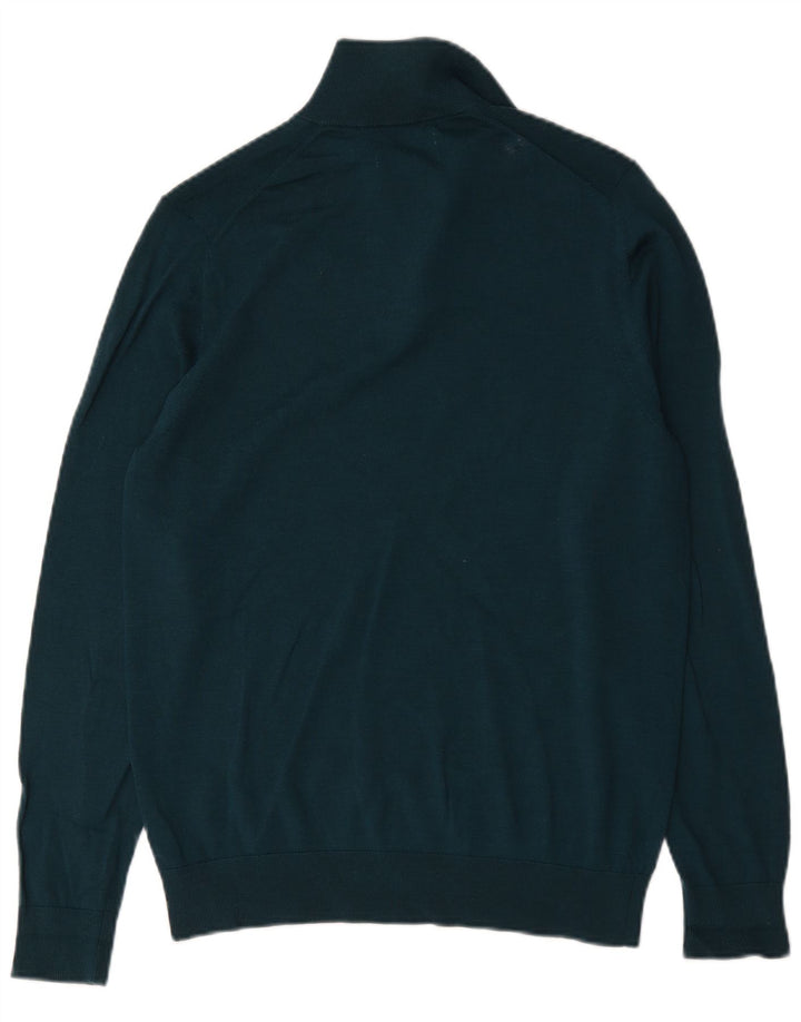Suéter masculino Marks & Spencer Autograph com zíper e gola em lã verde médio