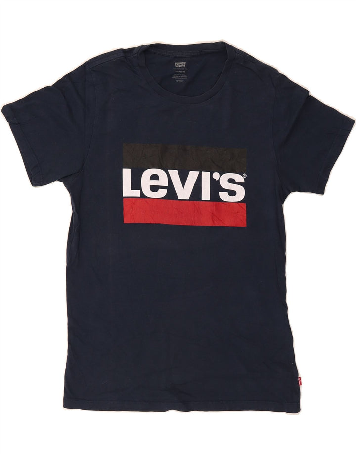 LEVI'S Mens Standard Graphic T-Shirt Top XS Navy Blue Cotton Vintage Levi's and Second-Hand Levi's from Messina Hembry 