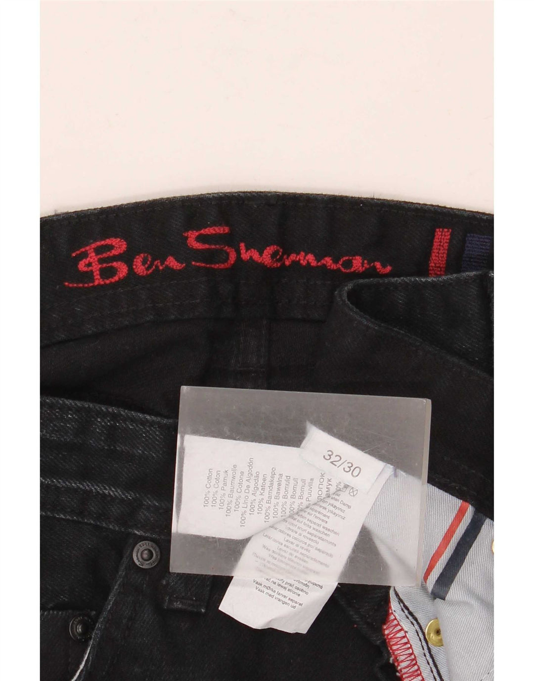 Ben Sherman Mens Bootcut Jeans W32 L30 Azul Marinho Algodão