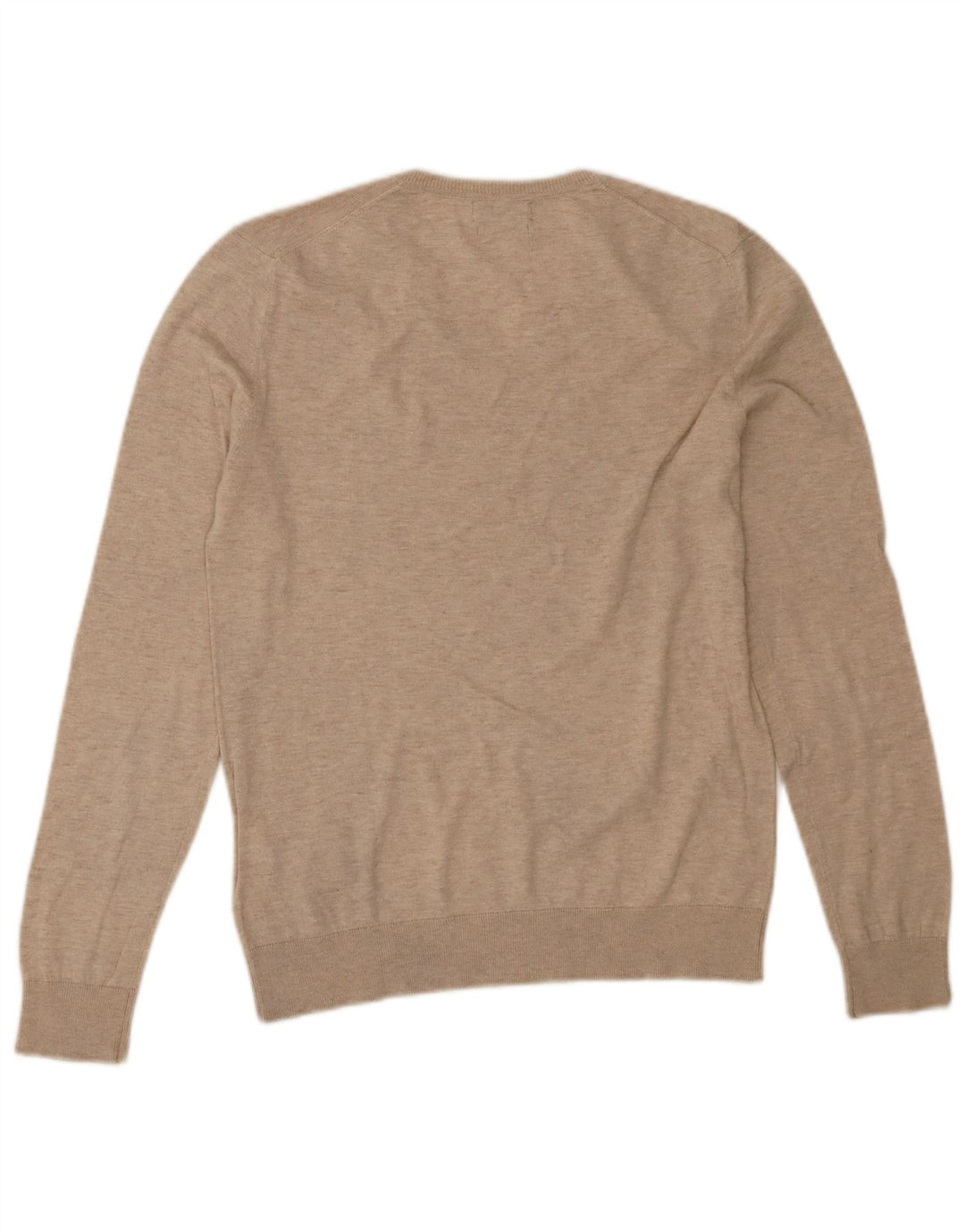 Suéter masculino ZARA com decote em V de algodão bege médio