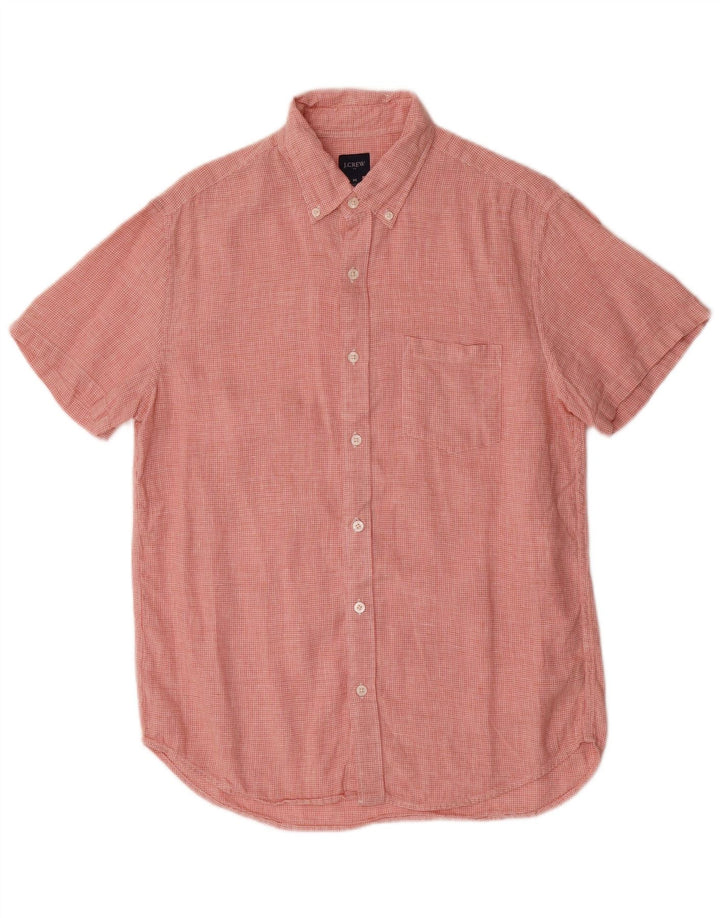 J. CREW Camisa masculina de manga curta rosa médio Houndstooth