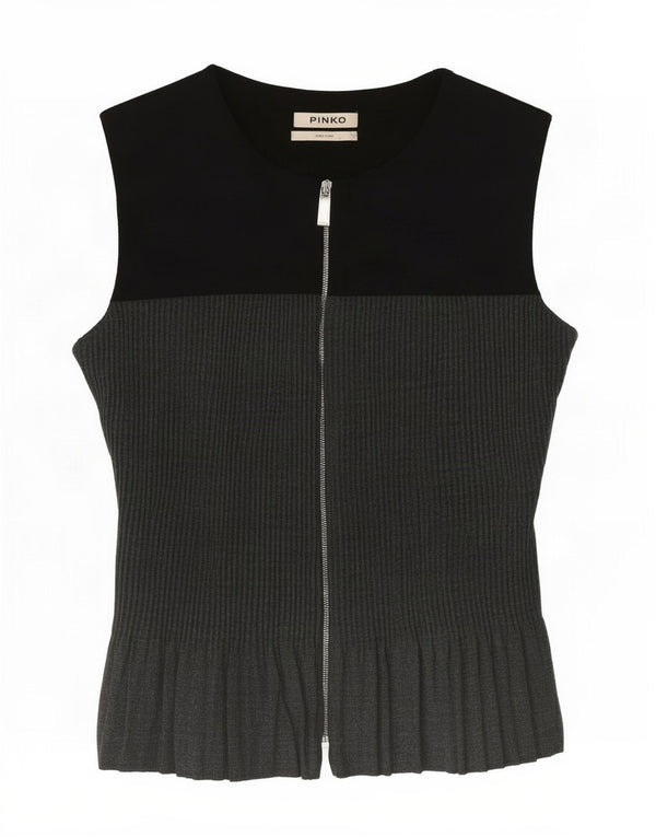 Blusa feminina sem mangas Pinko UK 10 pequeno bloco colorido preto