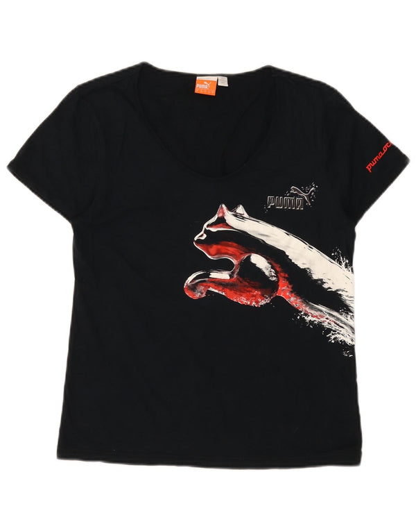 Camiseta feminina Puma Graphic UK 12 médio algodão azul marinho