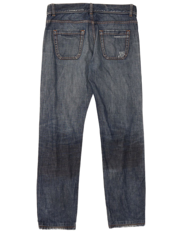 Prada Mens Straight Jeans W33 L30 Azul Algodão