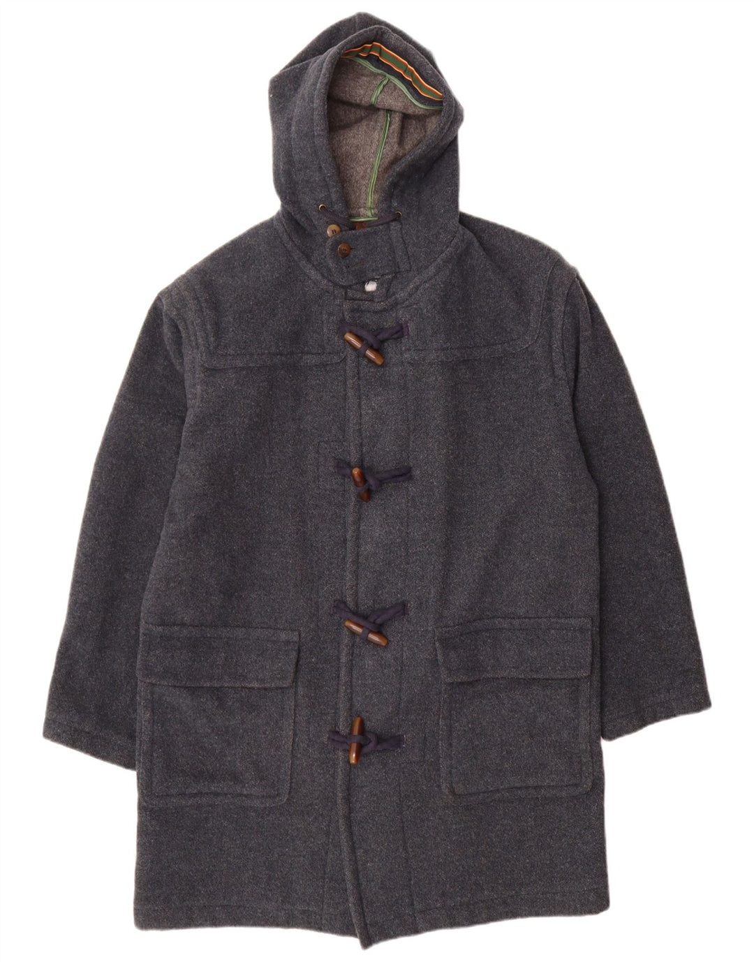 Casaco masculino com capuz Stefanel UK 38 lã azul médio