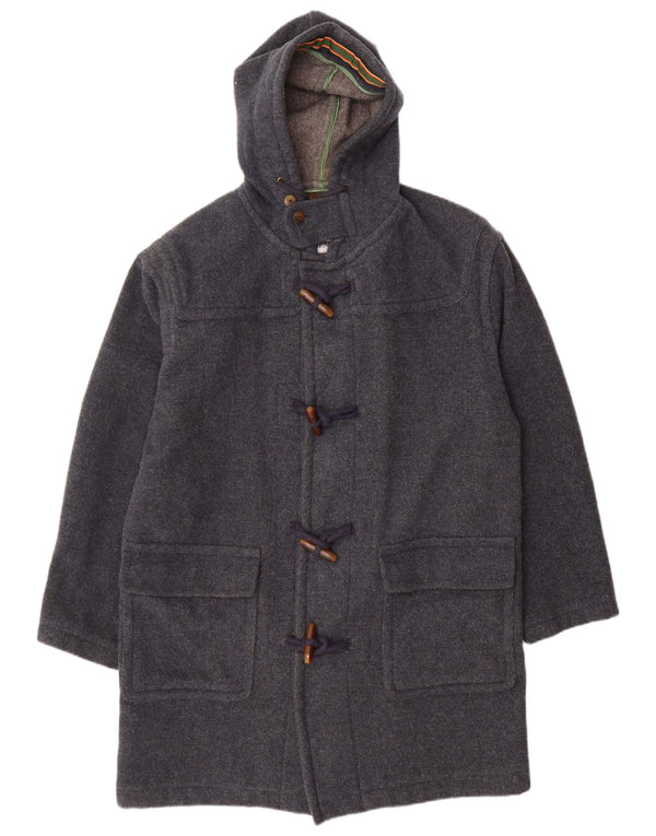Casaco masculino com capuz Stefanel UK 38 lã azul médio