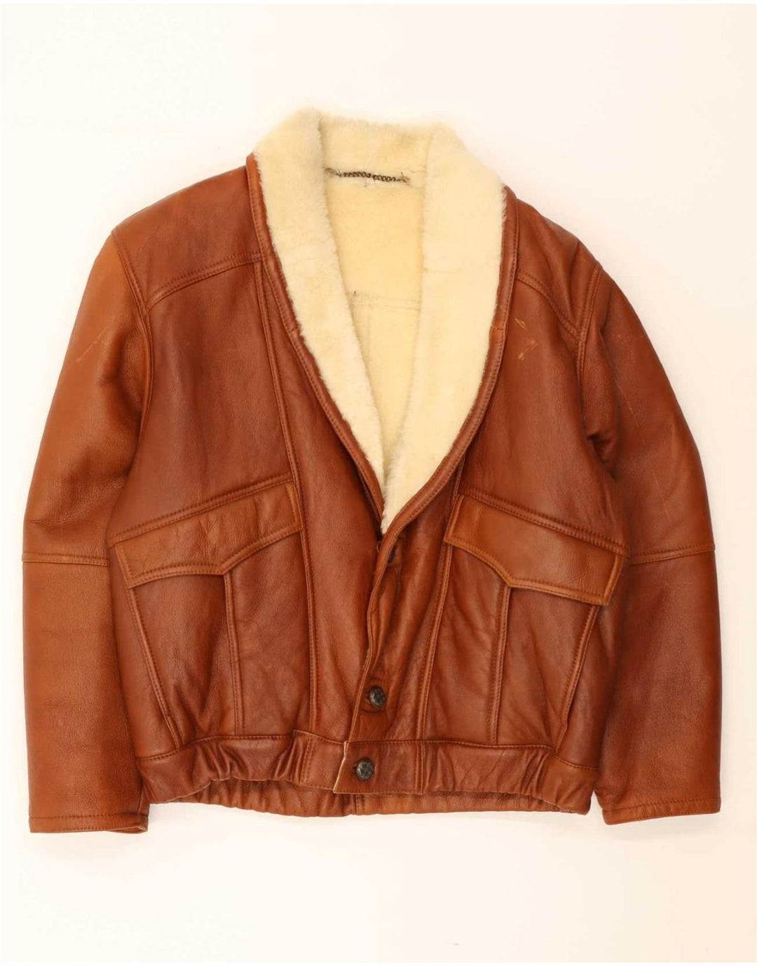 Jaqueta masculina vintage de shearling UK 40 grande marrom shearling