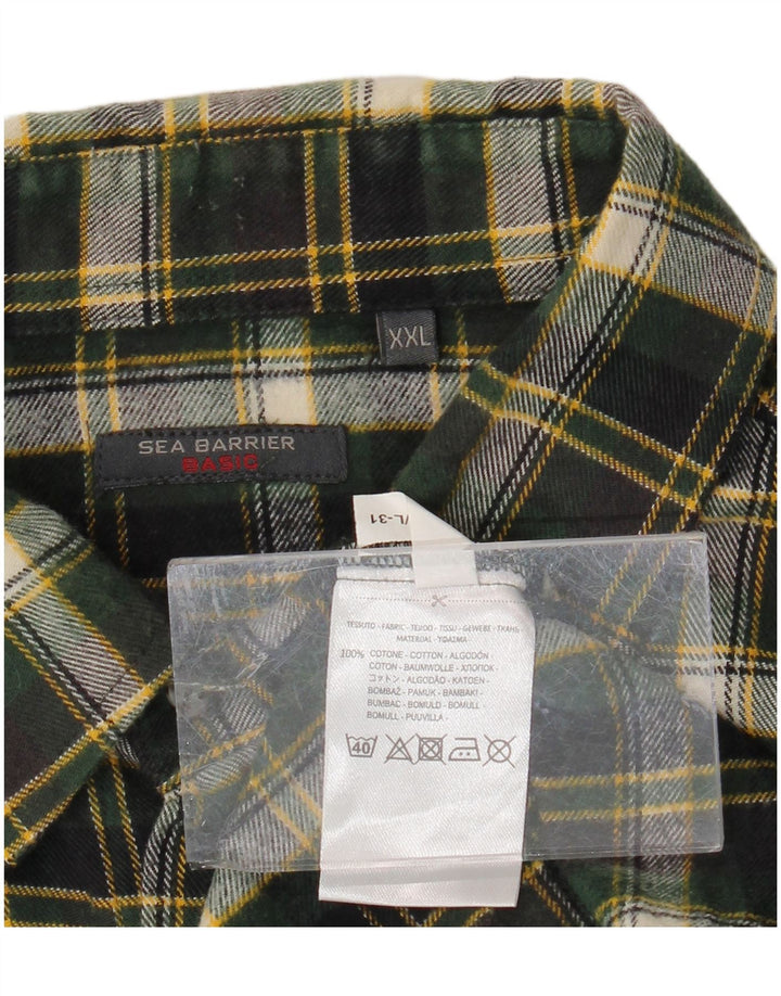 SEA BARRIER Camisa masculina de flanela xadrez 2XL algodão xadrez verde