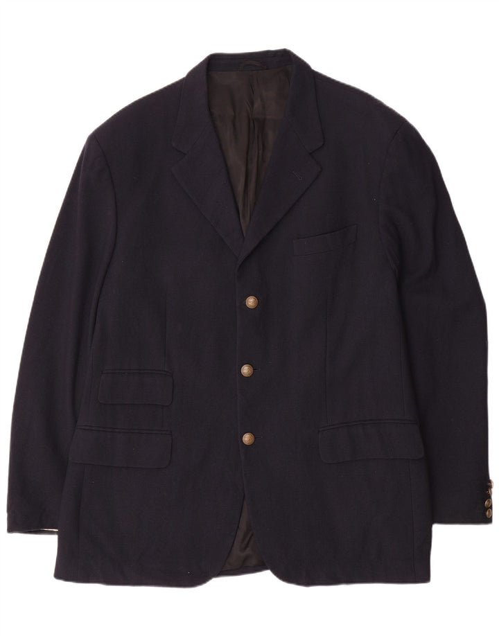Jaqueta blazer masculina Brooksfield com 3 botões Reino Unido 40 grande lã azul marinho