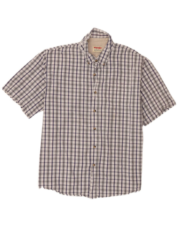 Camisa Wrangler masculina de manga curta XL branco xadrez algodão
